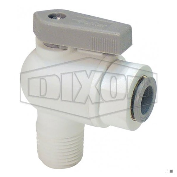 Dixon TrueSeal Ball Valve, 1/4 x 1/2 in, Tube x Male NPTF Elbow, Glass-Reinforced Polypropylene Body PP4VME8-MG - main